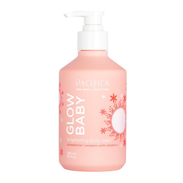 Pacifica Beauty Glow Baby Brightening Body Wash with Pump, Bath and Shower Gel, Vitamin C, Niacinamide, Kakadu Plum, Hydrating, Cleansing, Glowing Skin, Body Care, Vegan, 12 fl oz (1 Count)