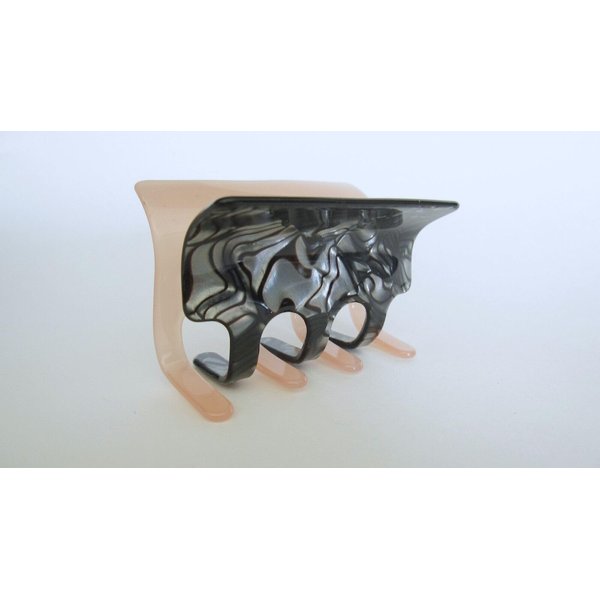 Generic One side abalone sea shell effect one side peach hair claw clamp clip