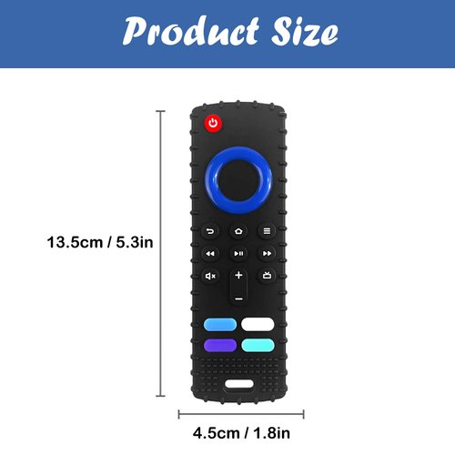 Baby Teether Toy, TV Remote Control Shape Teething Baby Toys for Infants, Baby Chew Remote Teether Toys for Babies 3-24 Months,BPA Free(2Pcs Black)