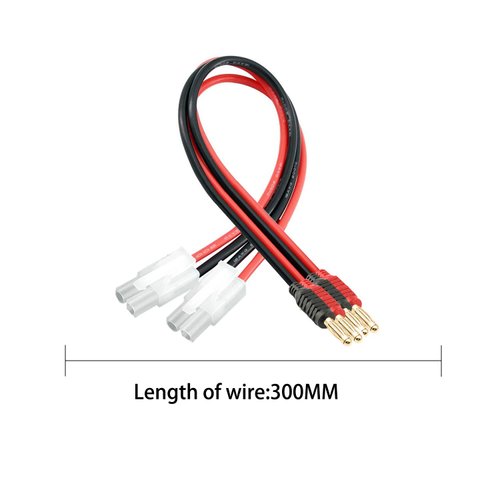 Laisomeke Tamiya Connector Adapter, Tamiya Plug Connector to 4mm Plug Connector with 14AWG 11.8 inch Charging Cable, RC Battery Charge Cable for RC Lipo Battery(2 Pack Tamiya Plug)