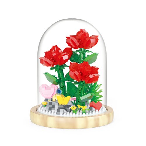 Dookok Flower Bouquet Building Set, Mini Bricks Building Blocks Artificial Flowers, DIY Decoration Home, 684 Pieces Botanical Collection Building Toys for Adult Kids Gift, Rose