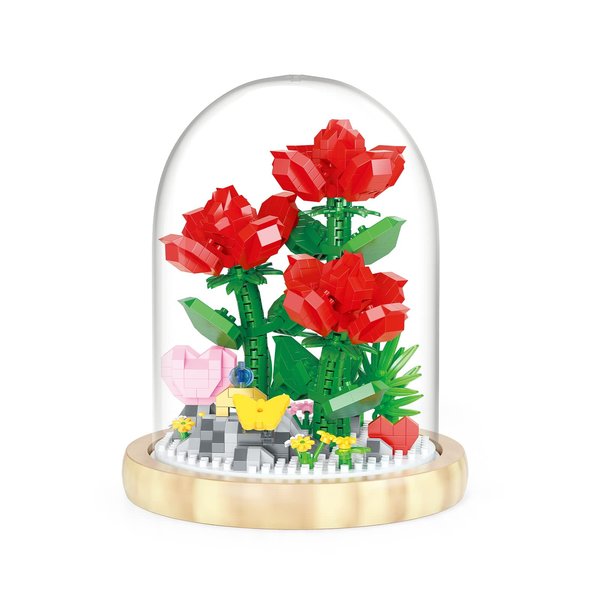 Dookok Flower Bouquet Building Set, Mini Bricks Building Blocks Artificial Flowers, DIY Decoration Home, 684 Pieces Botanical Collection Building Toys for Adult Kids Gift, Rose