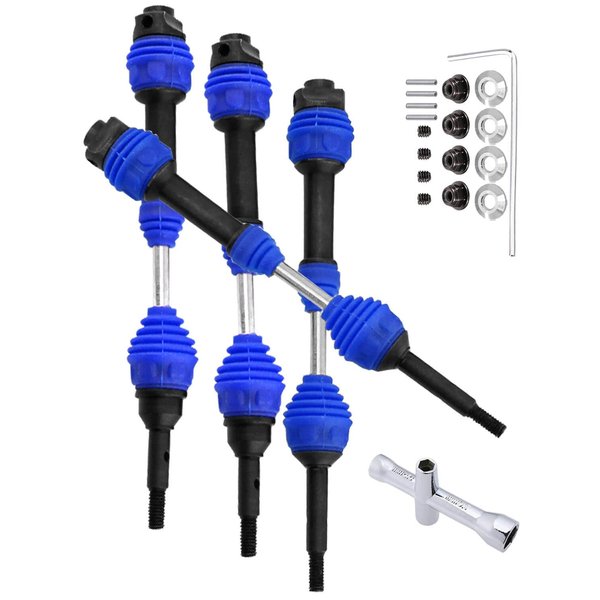RCMYou Drive Shaft CVD Upgrades Part for 1/10 Slash VXL 4X4,Hoss VXL 4X4 4WD,Stampede VXL 4X4 4WD,Rustler VXL 4X4 4WD,4Pcs Front Rear Driveshaft Axles Hops Up,Navy Blue