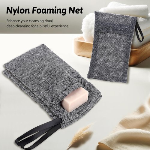 Travel Soap Saver Bag 3 Pcs Soap Pocket Exfoliating Soap Saver Pouch Rough Mesh Bar Soap Bags for Shower, Body Foam Scrubber Exfoliating Shower Sponge - Grey