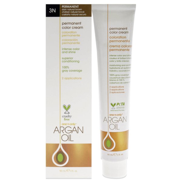 One n Only Argan Oil Permanent Color Cream - 3N Dark Natural Brown Hair Color Unisex 3 oz