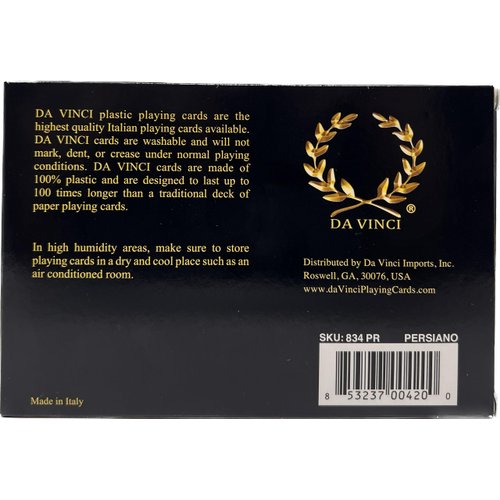 DA VINCI Persiano, Italian 100% Plastic Playing Cards, 2 Deck Set Poker Size Regular Index, with Hard Shell Case & 2 Cut Cards