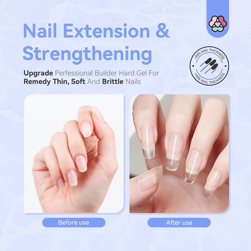SAVILAND Builder Nail Gel Kit - 60g Clear Nail Extension Gel Set Nail Strengthen Nail Art Manicure Set with 100PCS Nail Forms and Acrylic Nail Brush for Beginners