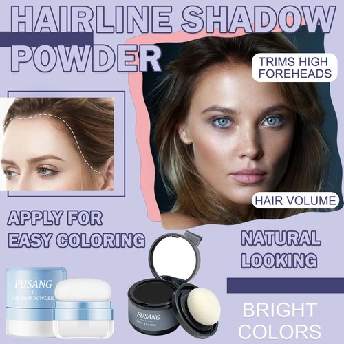 Fusang 2PCS Dry Shampoo Powder & Hairline Powder Set,Mattifying Refreshing Dry Shampoo Hairline Cover Up Powder for Women,Travel Size Root Touch Up Powder(Black)