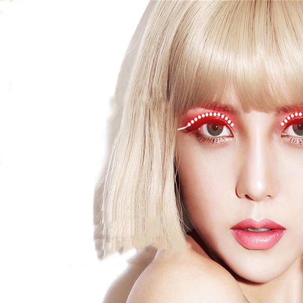 ZCLYHT LED Luminous Eyelash Lamp, Flashing Fake Eyelash Night Lights, False Eyelashes Non Grafting Halloween 6 Colors to Choose From (1 Pair Red)
