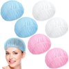 ANCIRS 6 Pack Static-Free Mesh Caps for Women Night Sleep, Elastic Fiber Hair Curler Caps for Curly & Frizzy Hair Protection, Premium Dust-Proof Hair Bonnets Net Hats for Bath Clean Wash- 2 Blue & 2