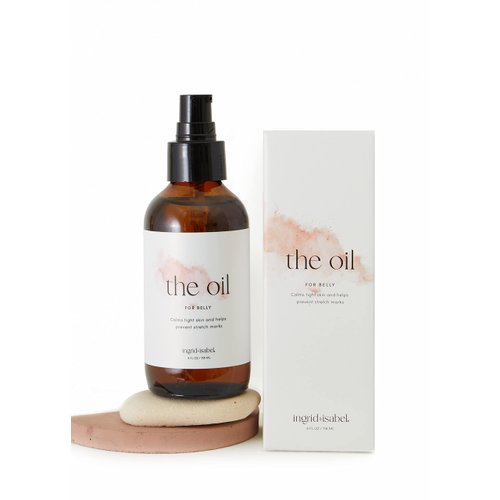 Ingrid + Isabel, The Oil, Organic Belly & Body Oil, Prevents Stretch Marks & Scars, Maternity & Pregnancy Skincare, 4 Fl Oz