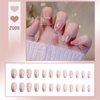 Butterfly Press on Nails Short Coffin Pink Fake Nails with Pearl and Glitter Design Acrylic Nails Glossy False Nails Rhinestone Full Cover Glue on Nails Stick on Nails for Women and Girls