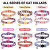 DILLYBUD Breakaway Cat Collars for Girl Boy Cats, Fall Winter All Weather Cat Collar Personalized Pattern 2 Pack,Cute Classic Safety Buckles and Bells,Adjustable Printed Nylon Colorful Blue