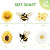 WERNNSAI 36 PCS Bee Party Cupcake Toppers - Bumble Bee Birthday Party Decorations for Kids Girls Honey Bee Cake Decoration Bee Cake Toppers Birthday Baby Shower Bee Theme Party Supplies Bee Cake Decor