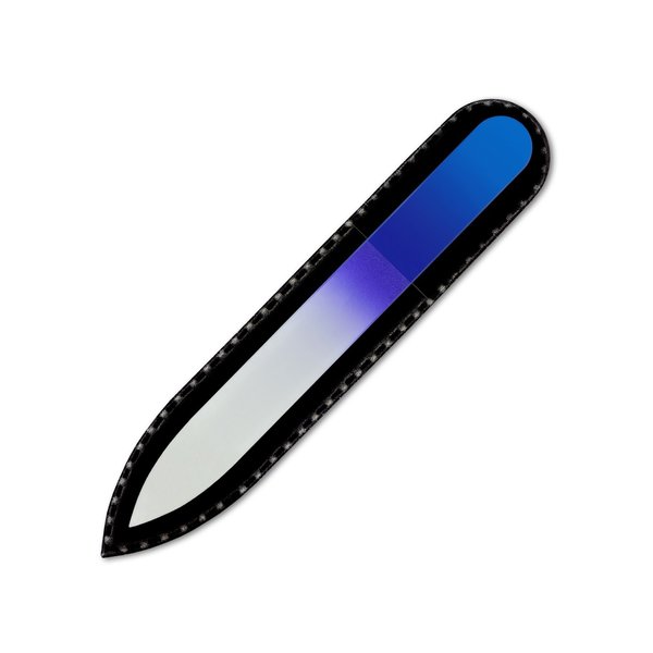 Mont Bleu Rainbow Crystal Nail File in Black Pouch - Small/Purse Size - Czech Tempered Glass - Handmade in Bohemia (Czech Republic)