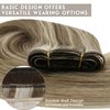 Sunny Weft Hair Extensions 12inch Highlights Sew in Hair Extensions Real Human Hair Light Brown with Blonde Highlights Sew in Weft Hair Extensions Human Hair Bundle for Thick Hair 70G