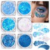 Teenitor Body and Face Glitter, Blue Body Glitter Gel, 6 Shapes Makeup Glitter for Face, Body, Hair