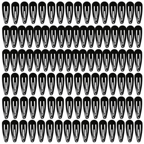 MJIYA 50 Pack Clips for Hair, Black 1.2 Inch Barrettes Women Metal Snap Hair Clips Accessories
