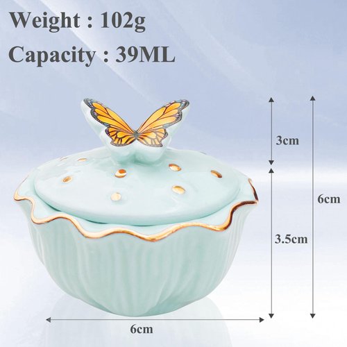 Honey Joy Dappen Dish for Monomer Butterfly Ceramic Monomer Dish for Monomer Acrylic Nail Liquid Porcelain Anti-volatilization Monomer Bottle (HJ-NAPB062-Blue)