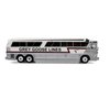 MCI MC-7 Challenger Intercity Coach Grey Goose Lines Winnipeg (Canada) White and Silver with Stripes Vintage Bus & Motorcoach Collection 1/87 (HO) Diecast Model by Iconic Replicas 87-0335