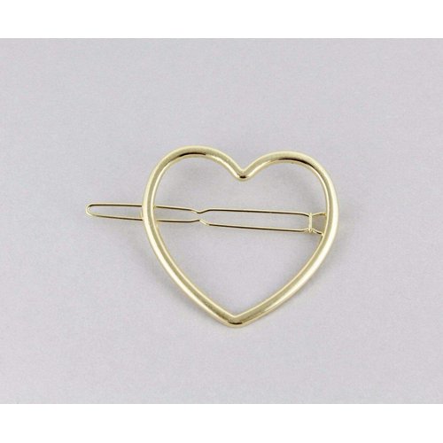 Gold heart barrette outline shape metal hair clip barrette gold shiny clip