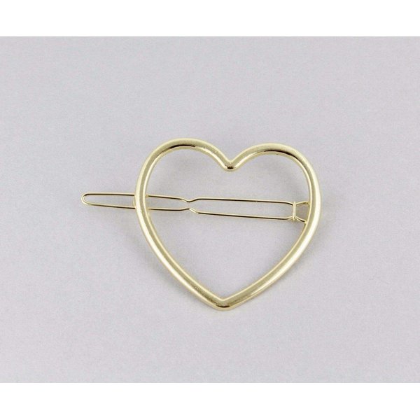 Gold heart barrette outline shape metal hair clip barrette gold shiny clip