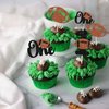 24Pcs Rugby 1st Birthday Cupcake Toppers Glitter First Birthday American Football One Cupcake Picks Decorations for Rugby Sports Theme Baby Shower Kids 1st Birthday Party Cake Supplies