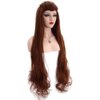 BERON 40'' Long Wavy Wig Cosplay Costume Party Halloween Wig with Braid Wig Cap Included Updated Adjustable Cap Size (Brown)