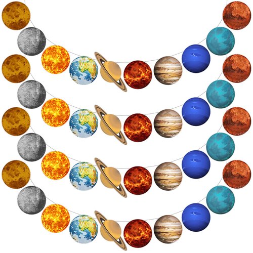 4 Pcs Space Planet Banner Solar System Planet Banner Space Party Decorations for First Trip Around The Sun Birthday Decorations Outer Space Room Decor
