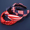 ARATLENCH American Flag 4th of July Knotted Headband Bow Head Band Headpieces USA Star Tassel Earrings Red White Blue Flower Choker Bracelets Fourth of July Patriotic Broches Jewelry Accessories Gift