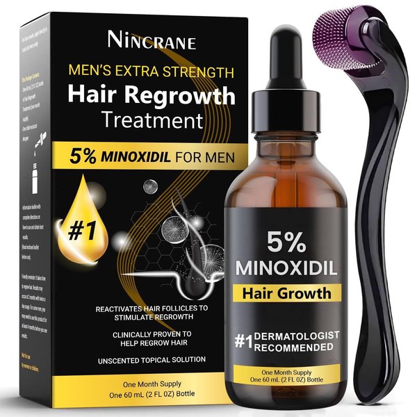 5% Minoxidil for Men Hair Regrowth, Beard Growth Kit, Extra Strength Minoxidil Beard Oil, Topical Hair Serum for Hair Loss & Thinning, Complete Beard & Hair Growth Solution
