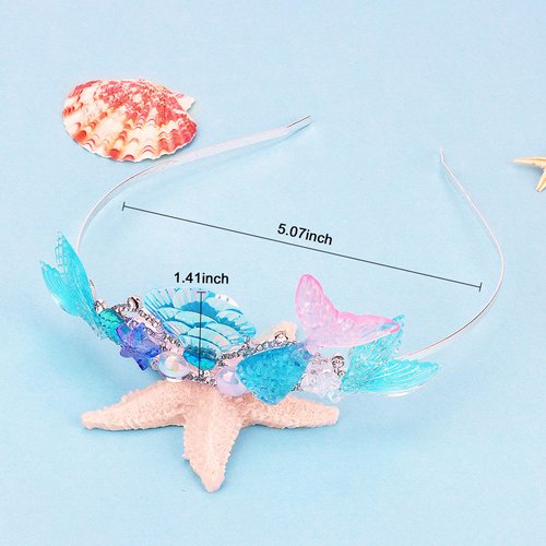 ANBALA Mermaid Crown Mermaid Birthday Decorations Crown for Girls Seashell Hair Accessories for Girls Mermaid Party Decorations Crown for Women Mermaid Headband for Birthday Party Halloween