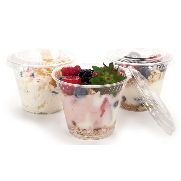 Golden Apple,9oz Plastic cups with flat lid no hole 30sets