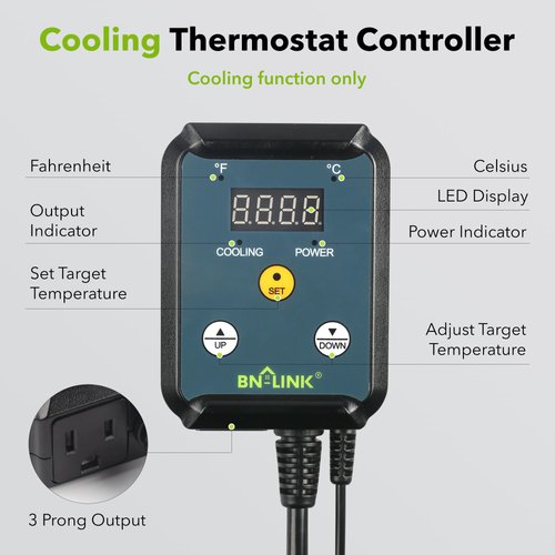 BN-LINK Digital Cooling Thermostat Controller for Cooling Device Circulation Box Fans 40-108F 8.3A 1000W