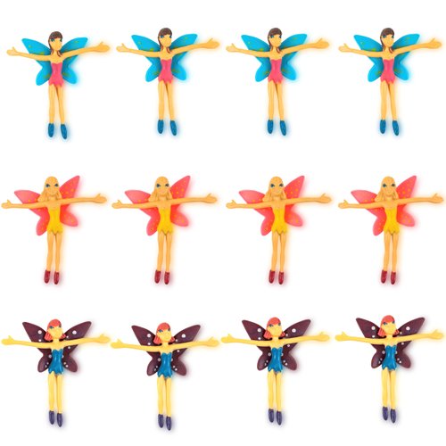 Bendable Fairy Figurines for Kids- 12 Pcs Flexible Fairy Dolls for Girls & Boys- Colorful Miniature Fairy Figures Fidget Toys- Fairy Party Favors for Birthday, Christmas and More- 3.75 inches Tall