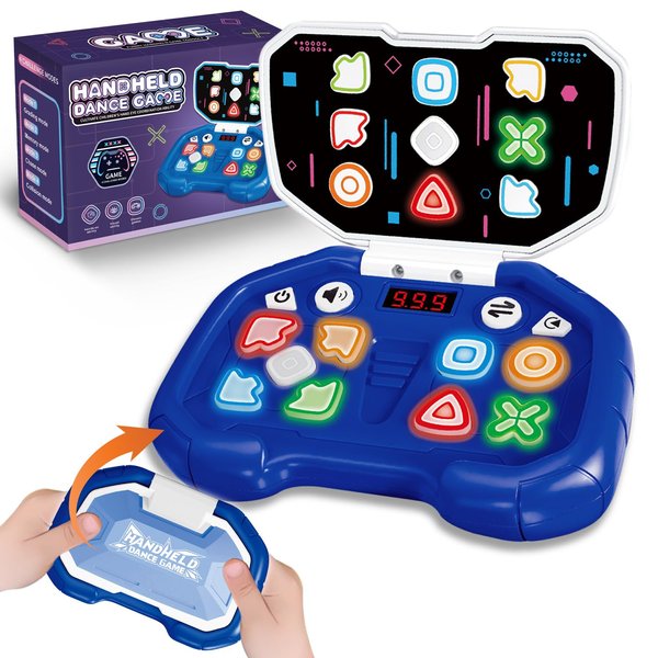 Infowush Quick Push Game Light Up Fidget Toys for Kids, 4 Modes LED Screen Handheld Dance Game Machine, Pop Game Controller Electric Popper for Kids Ages 3-12, Xmas Birthday Gifts for Boys Girls Blue