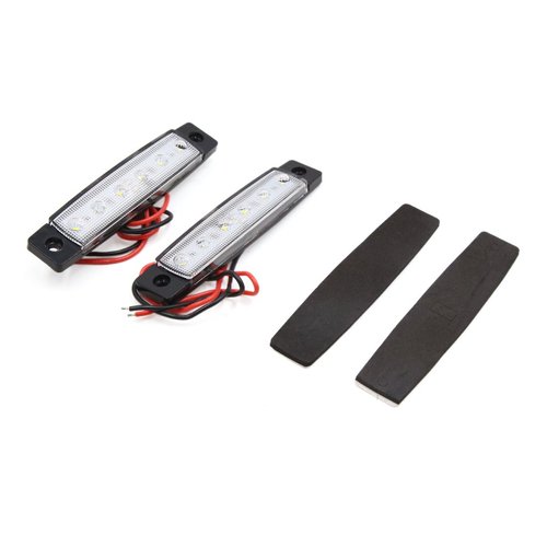 uxcell 2Pcs 12V-24V 1W 6 White LED Lightbar Car Truck Trailer Side Marker Indicator Light