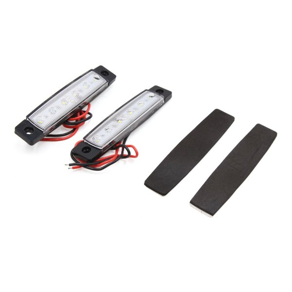 uxcell 2Pcs 12V-24V 1W 6 White LED Lightbar Car Truck Trailer Side Marker Indicator Light