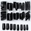 Bellelfin 120Pcs Black Press on Nails Medium Square Glue on Nails, Glossy Solid Color Fake Nails Full Cover Acrylic Nails Press on for Women Girls Artificial Fingernails