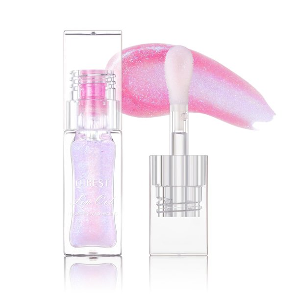 Hydrating Shimmer Lip Glow Oil, Color Changing Tint, Moisturizing Lip Oil, Glossy Transparent Plumping Lip Gloss, Tinted Lip Oil for Lip Care 0.23 OZ #Q2394-03