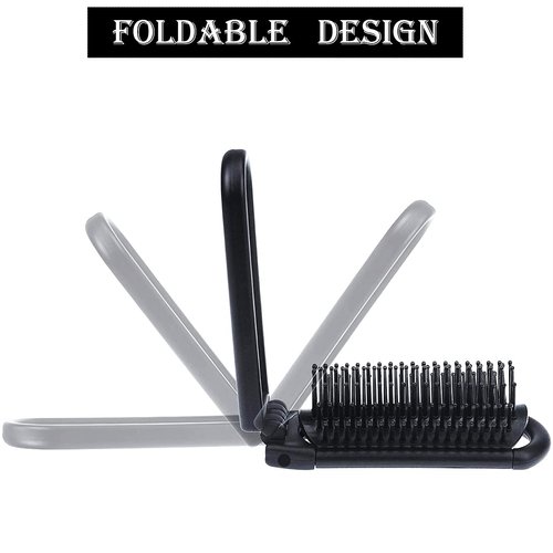 LOUISE MAELYS 4pcs Colorful Portable Folding Hair Brush with Mirror Compact Pocket Hair Comb for Travel Gift Idea