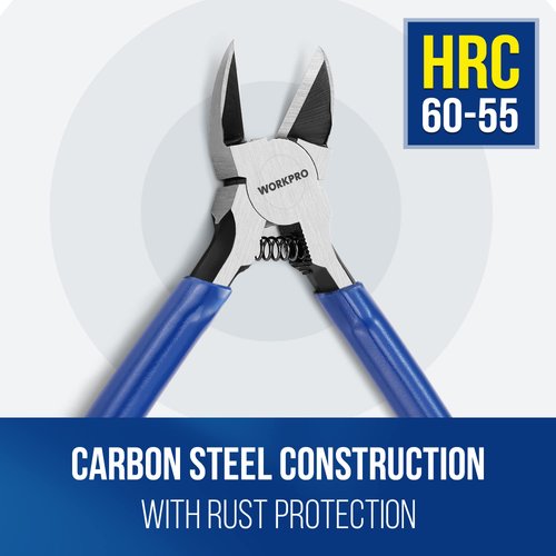 WORKPRO 2 Pack Wire Cutters, 6 Inch Precision Flush Cutters, Spring Loaded Side Cutting Pliers, Sharp Diagonal Cutters for Crafts, Jewelry Making, Electronics