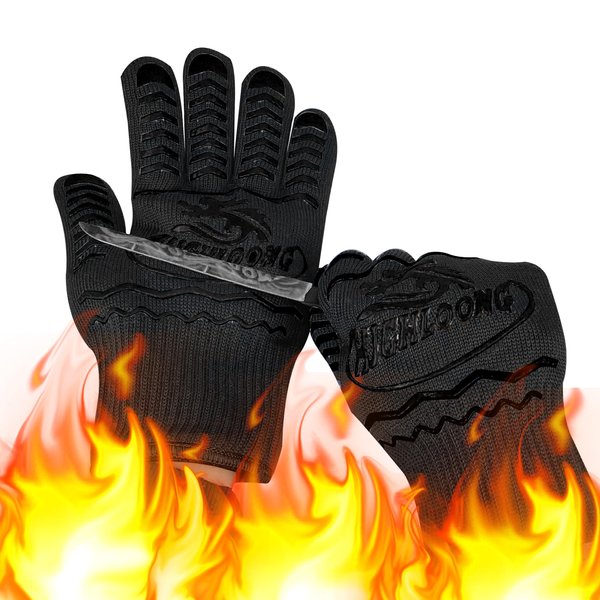1472°F Extreme Heat Resistant Gloves for Grill BBQ, Oven Gloves for Cooking, Grilling, Baking, and Camping – Oven Mitts with Fingers for Kitchen, Smoker, Cast Iron, Fire Pit, Pizza, Fryer, Barbecue