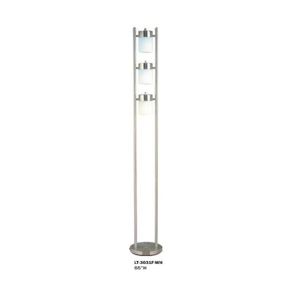 3-light Adjustable with Sllver Base Floor Lamp-white