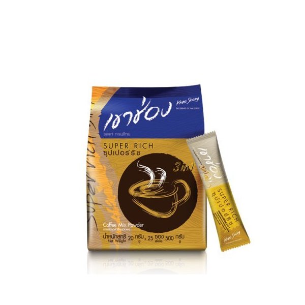 Instant Coffee Mix Powder 3 in 1 Khao Shong Super Rich Thai Coffee Blend [ 20g. X 25 Sachets ]