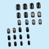 OHWODA Black Press on Nails Short Square Fake Nails Black Vine Acrylic Glue on Nails Full Cover Glossy Nails Press ons Short Stick on Nails Summer Artificial Nails for Women Girls - 24Pcs