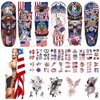 JUNEBRUSHS 30 Sheets 4th of July Temporary Tattoos, American Independence Day Men Women Temporary Tattoo Sleeve Patriotic Tattoos for Memorial Day, Independence Day, Labor Day