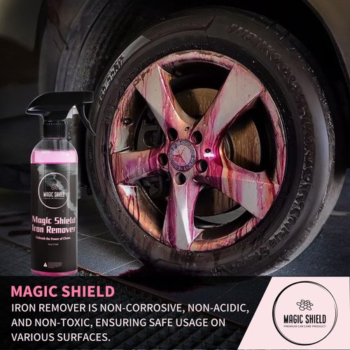 Magic Shield Iron Remover | All-in-One Formula for Cleaning Iron, Fallout, and Wheels | Use Before Clay, Wax or Car Wash | Remove Iron Particles in Car Paint, Motorcycle, RV & Boat (16oz)