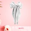 Hibasso 2-Piece Silky Satin Hair Bows Set for Women, Girls with Long Tails and Metal Clips – Aesthetic bow hair clip, Stylish Hair Accessories (Green & White)