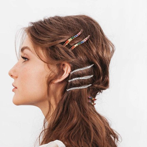 Luxcastle Rhinestones Hairpiece Gorgeous Shiny Silver Delicate Hairpin Bridal Hair Clips Elegant Hair Accessories for Women Girls 2Pcs (Silver)